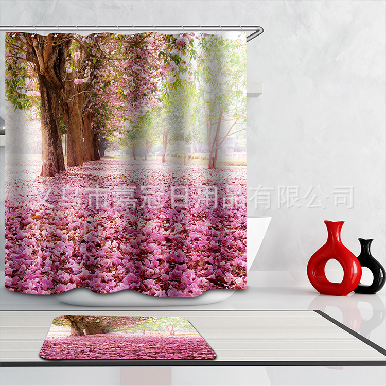 Factory direct sales of 3D digital printed waterproof bath curtains pic 6