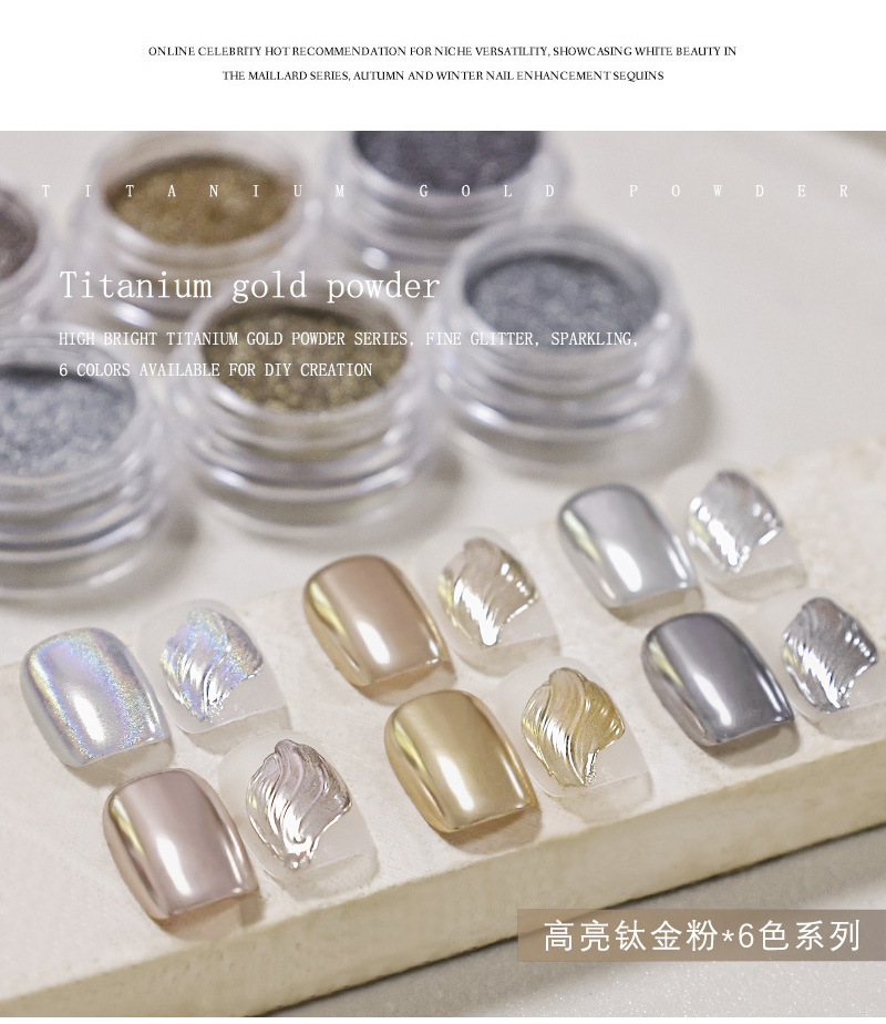 High-gloss titanium metal powder for nail art, magic mirror powder, mirror flour, iridic gold and silver, titanium gold electroplating, laser metal glitter powder pic 2