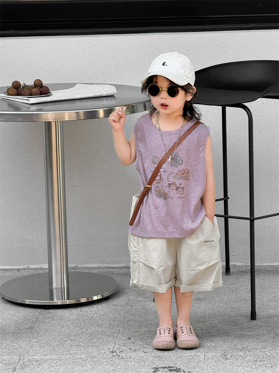 宝宝短袖夏装薄款男童夏款韩版童装2024夏季儿童拉架印花背心详情14