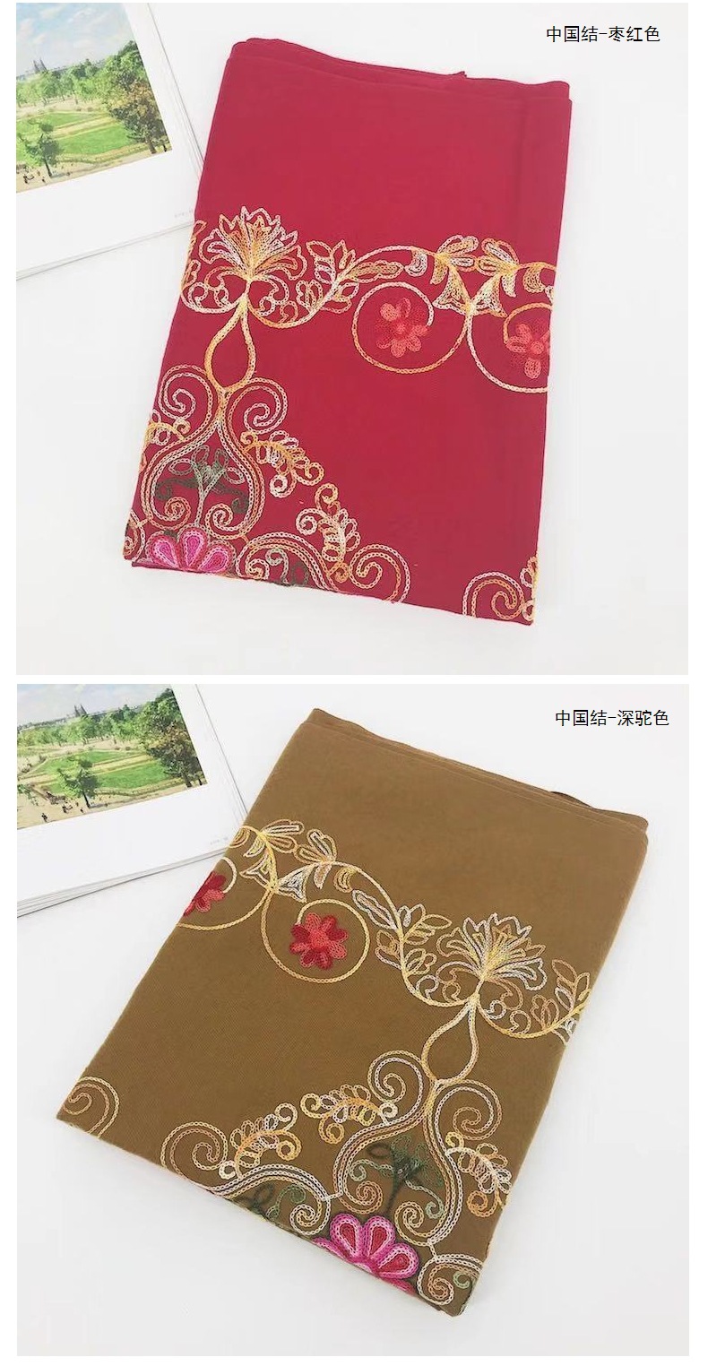Embroidered Chinese knot imitation cashmere scarf with ethnic style, thick and warm long tassel embroidered imitation cashmere scarf shawl pic 29