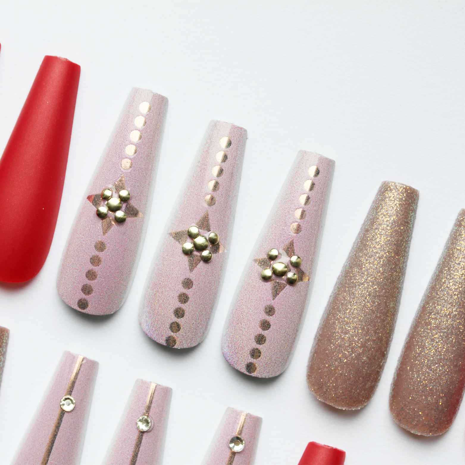 Special offer on 30 pieces of long ballet nail nail patches with diamonds pic 14