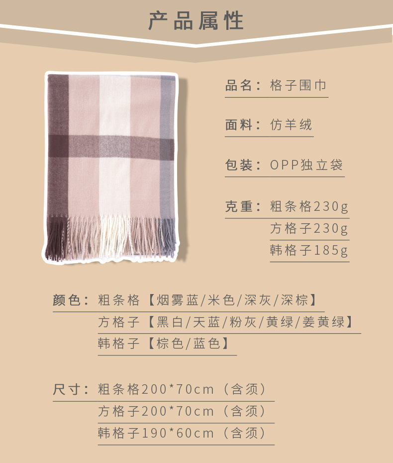 2022 New checkered scarf for women, a sweet and versatile Japanese and Korean style warm scarf, a fashionable shawl, and a faux cashmere scarf for women pic 4