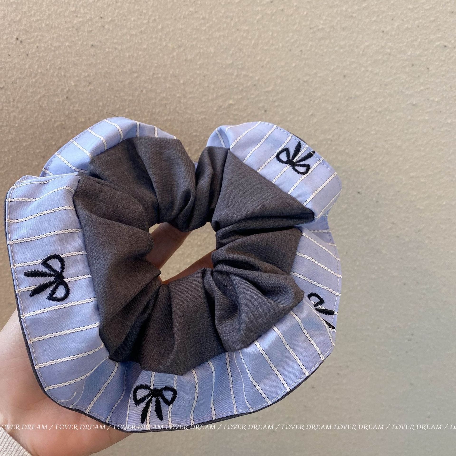 韩国ins新款彩色格纹爱心大肠发圈 甜美可爱头绳扎丸子头头饰发饰详情9