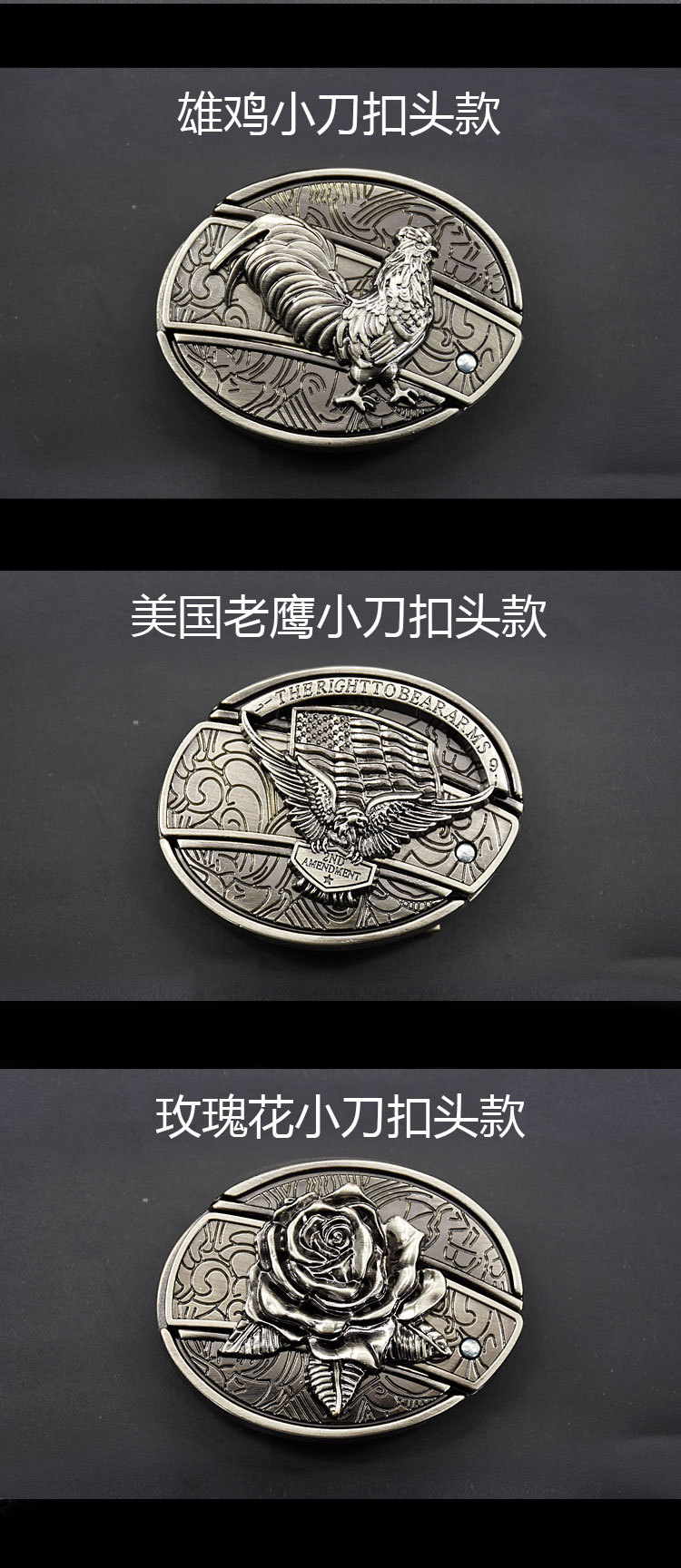 Men's belt buckle scalp head knife smooth buckle casual punk belt trendy buckle men's belt headband knife pic 7