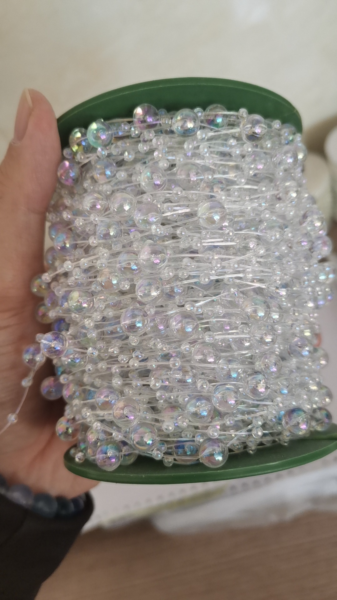 Full Sky Star AB color large and small round beads transparent connection bead jewelry accessories ABS imitation pearl factory direct sales pic 5