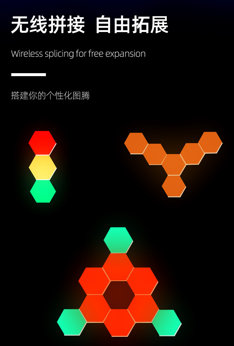 مصابيح التحكم في الصوت الصوتية والمصابيح التحكم في إيقاع الموسيقى (RGB) ذات الألوان المتطابقة، ومصابيح الكم الذكي pic 9