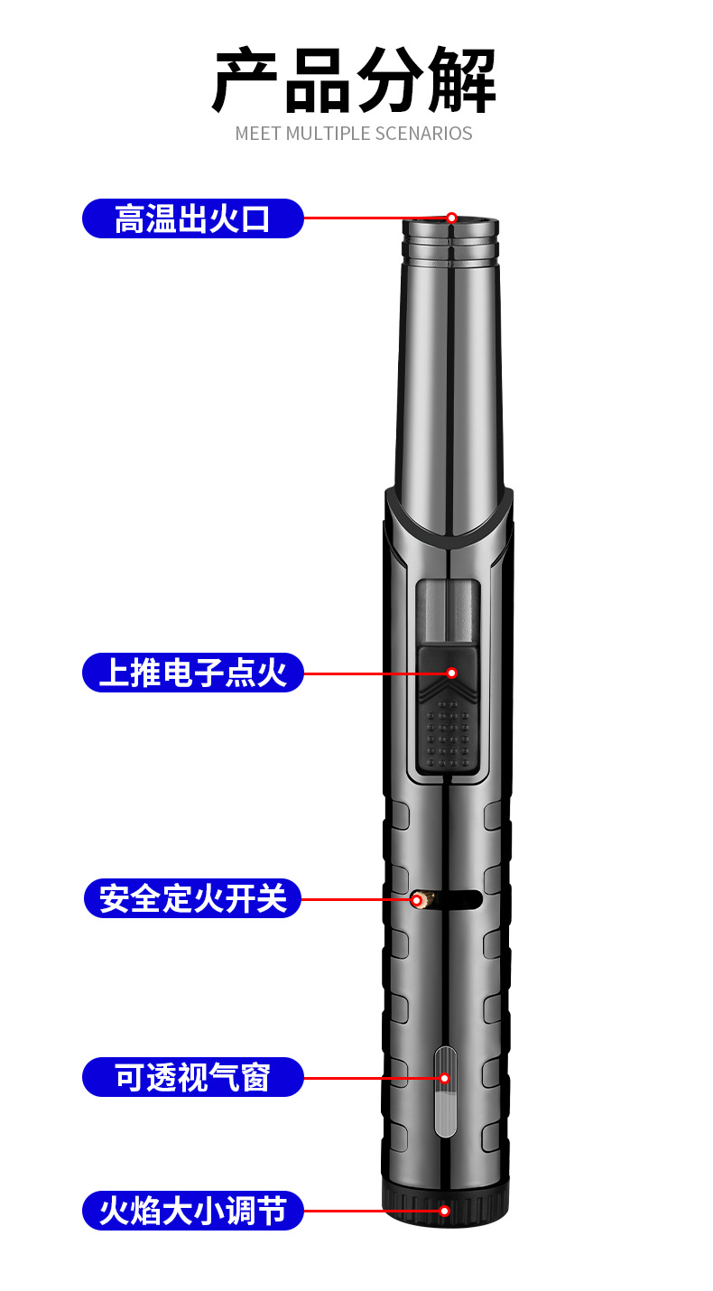 Simple moxibustion windproof lighter, cigar red mini compact high-temperature resistant creative inflatable Wenzhou lighter pic 15