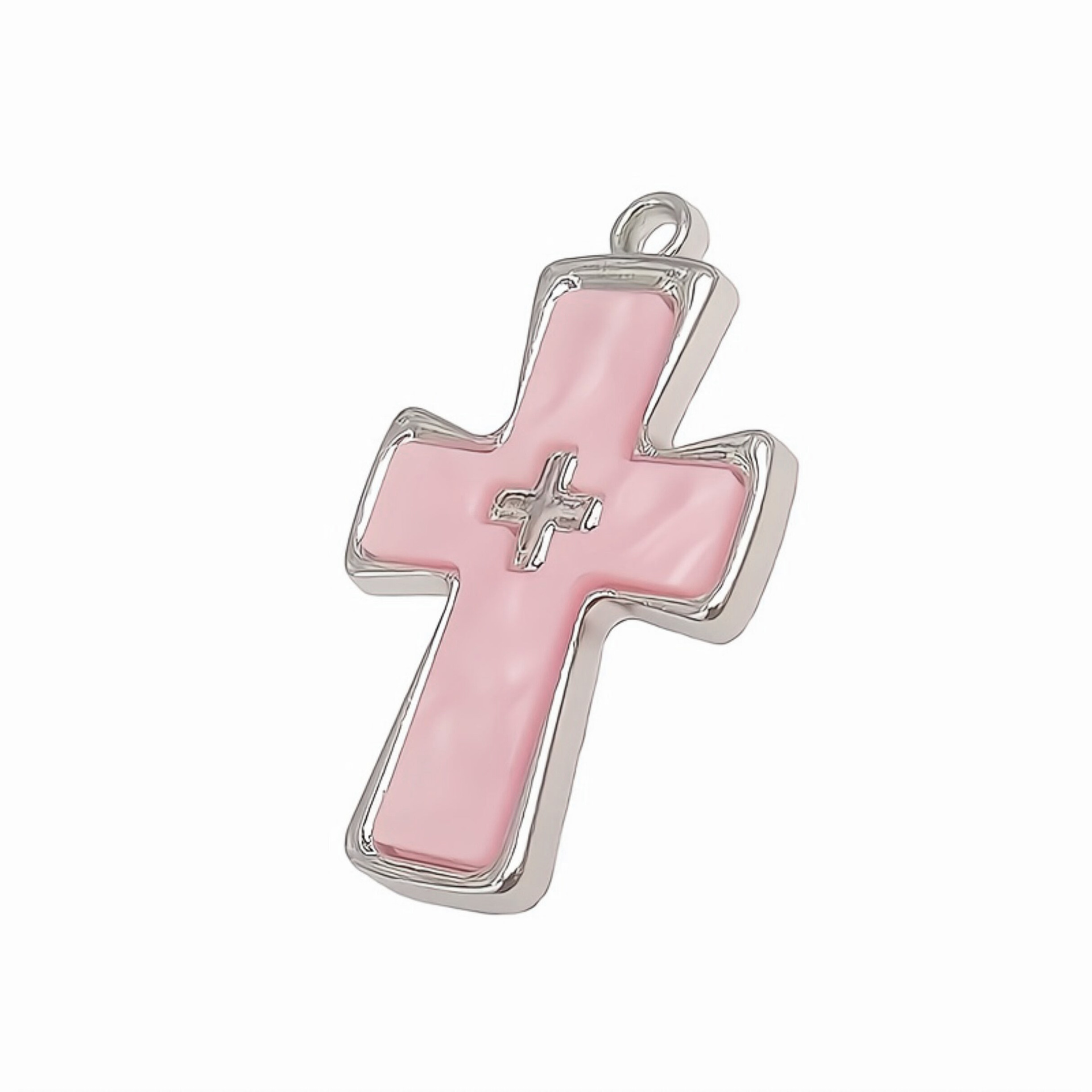 34*31mm new cross-shaped micro-inlaid acrylic pendant accessory, cross pendant earrings necklace pic 1