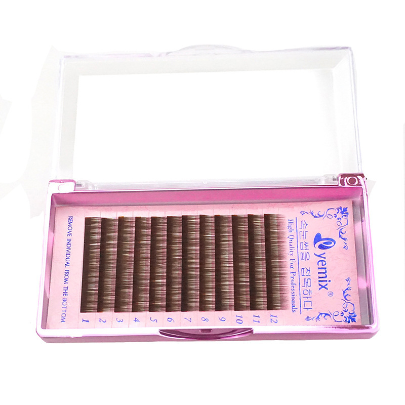 Korean eyelash extensions, soft eyelash implants, 12 rows of straight curly hair, 0.10 thickness, available in black or brown pic 14
