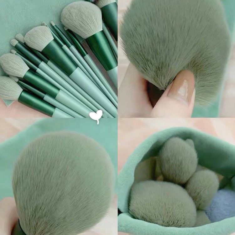 13-piece makeup brush set for beginners: loose powder, eyeshadow, lip concealer, foundation, soft bristles, and Four-Season Green makeup brushes. Exclusively for export pic 8