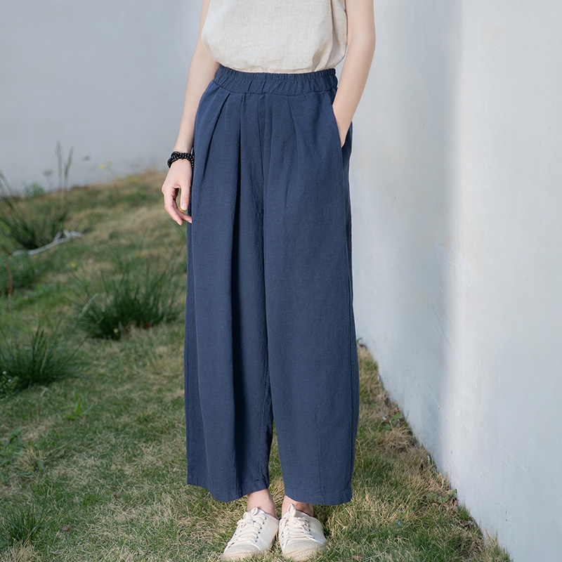 New Spring/Summer 2023 artistic and retro loose linen drape casual pants pic 7