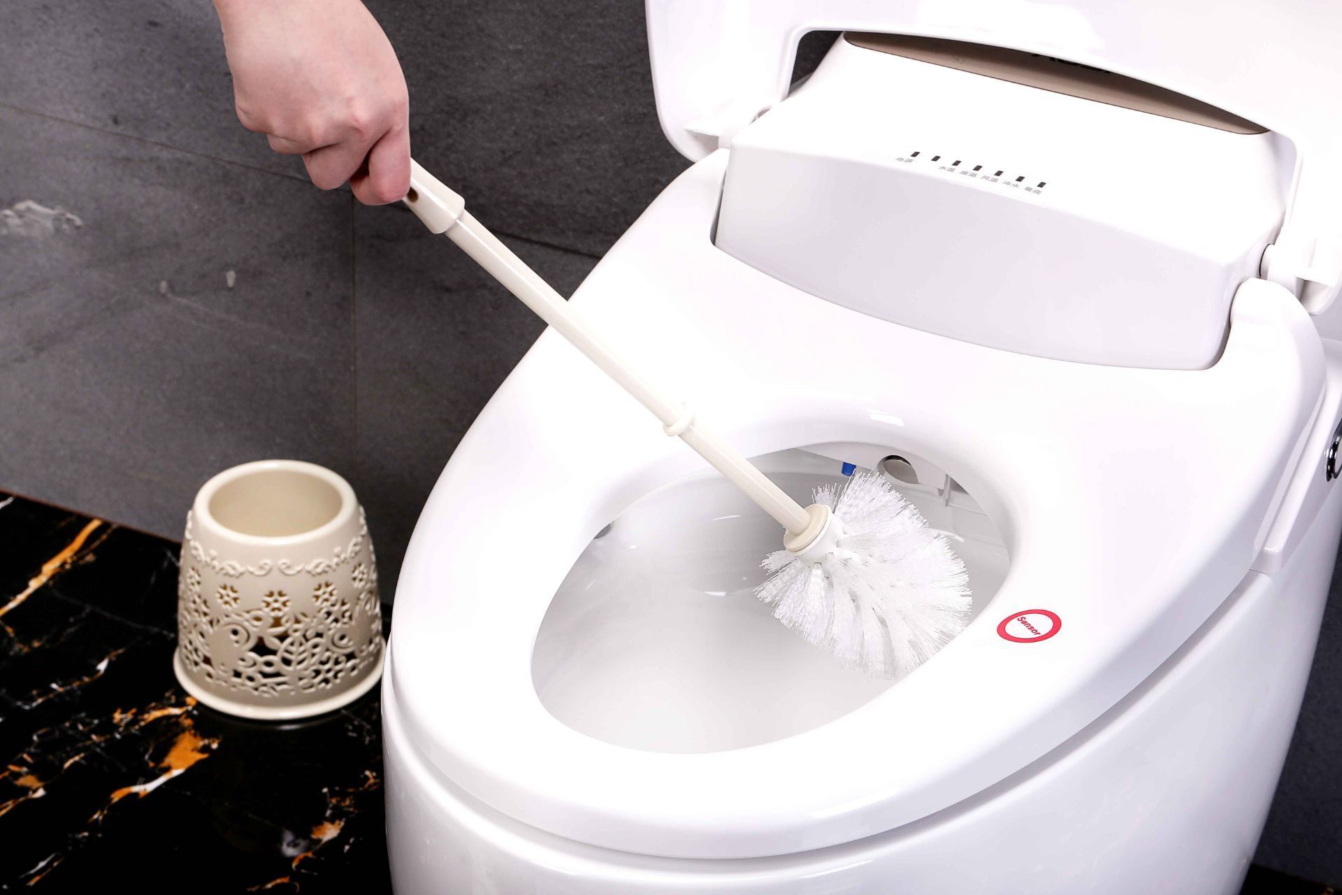 清洁刷日式素色义乌热卖爆款镂空蝴蝶花马桶刷套装详情4