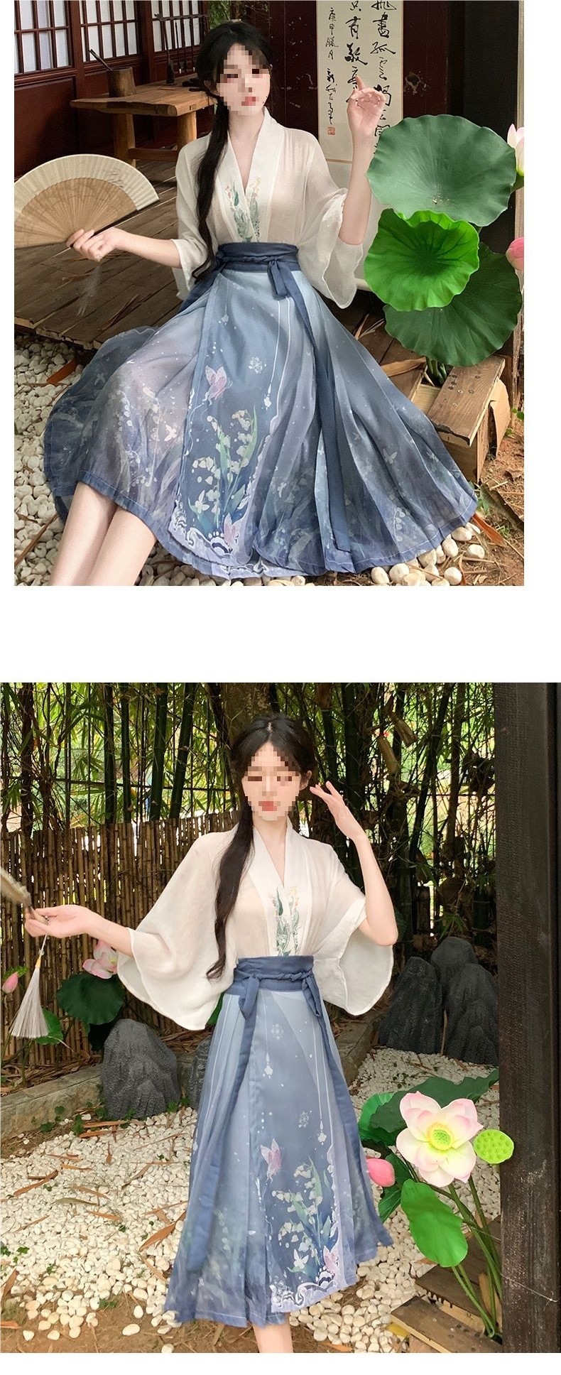 国潮大码胖mm夏季设计感新中式国风复古改良汉服马面裙气质上衣两件套详情9