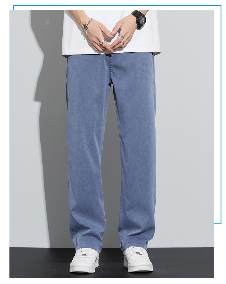 男士牛仔裤夏季薄款2024年新款宽松紧腰直筒学生阔腿冰丝休闲长裤详情22