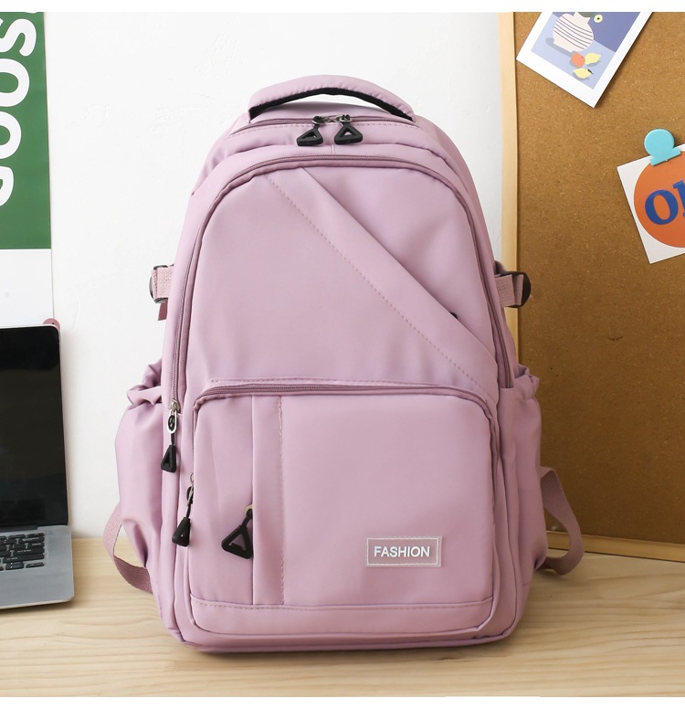 纯色学生书包女批发轻便大容量中大学生双肩包女3-6年级校园背包详情8