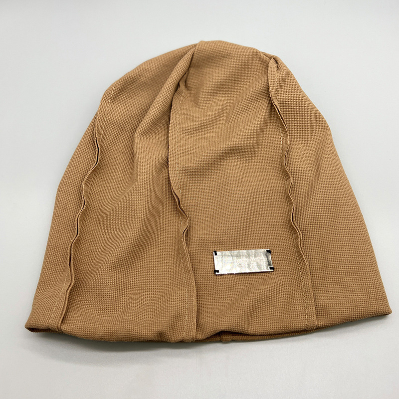 Versión coreana textura pequeña marca de hierro diseño sentido heap heap sombrero de las mujeres primavera otoño empalme gorro perezoso multicolor sombrero frío hombre pic 6