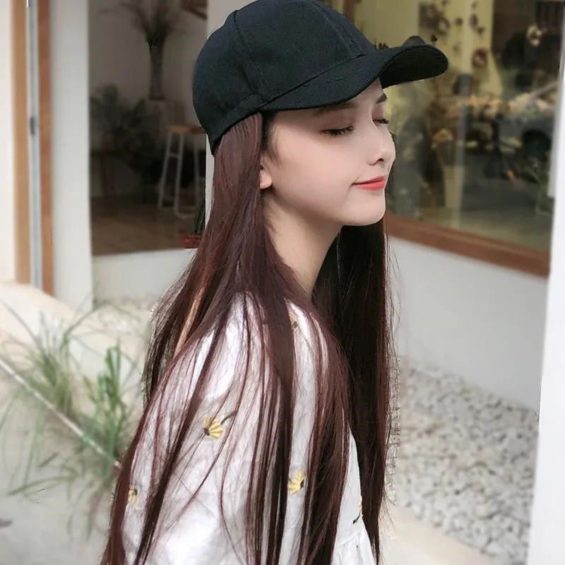 Autumn and winter new style baseball cap wig women one-piece synthetic long straight hair fashion wigs foreign trade source supplier pic 11