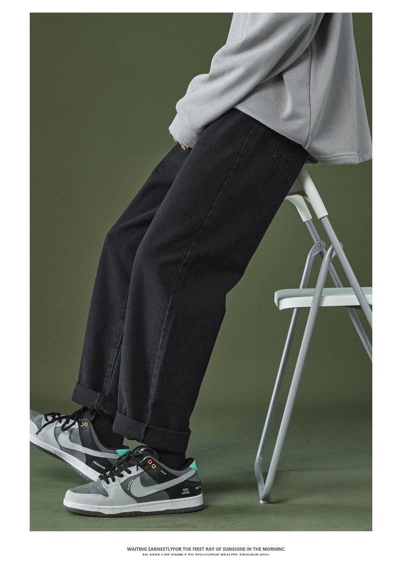 Wide-leg loose straight-leg jeans for summer 2022, versatile high street style for men, casual long pants for men, trendy bf style for men pic 16
