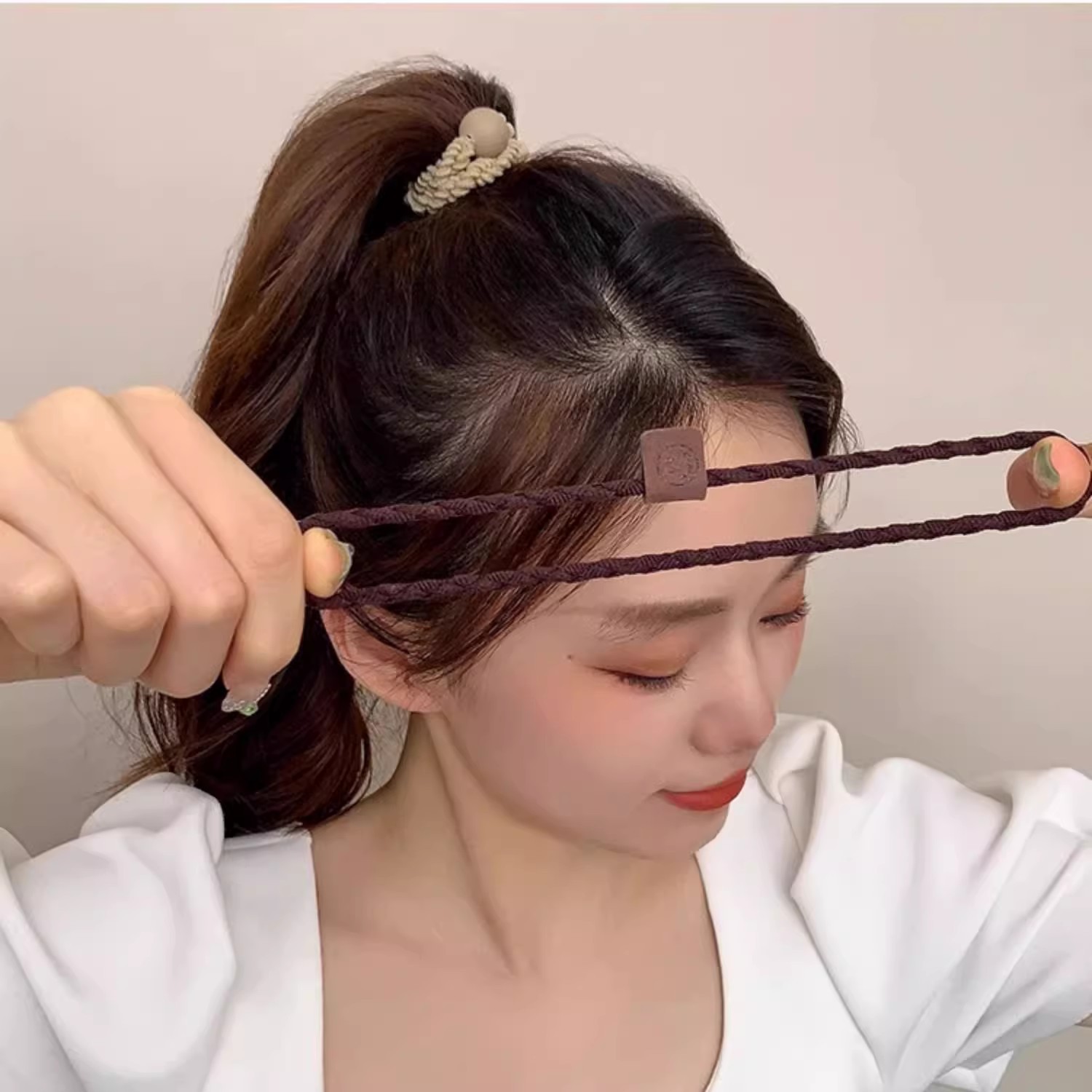 高级感发绳女2025新款高弹力耐用皮筋咖色扎头发圈简约高马尾头绳详情49