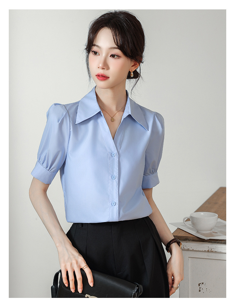 A niche chiffon shirt and top for summer 2024, a new short-sleeved shirt for women with a French style that makes them look slimmer pic 16