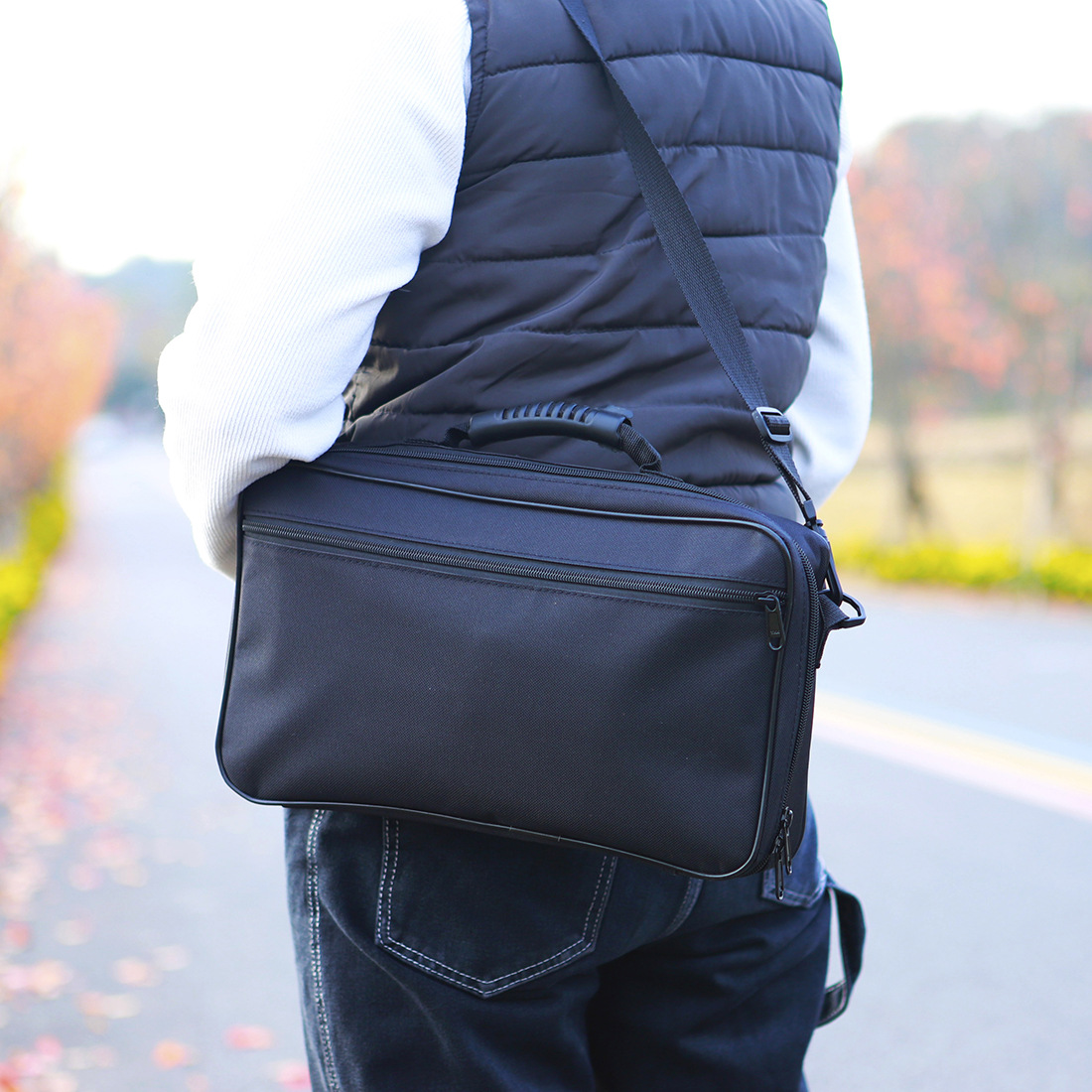 Black waterproof Oxford cloth oboe shoulder bag, oboe instrument case, hand-held shoulder instrument bag pic 10