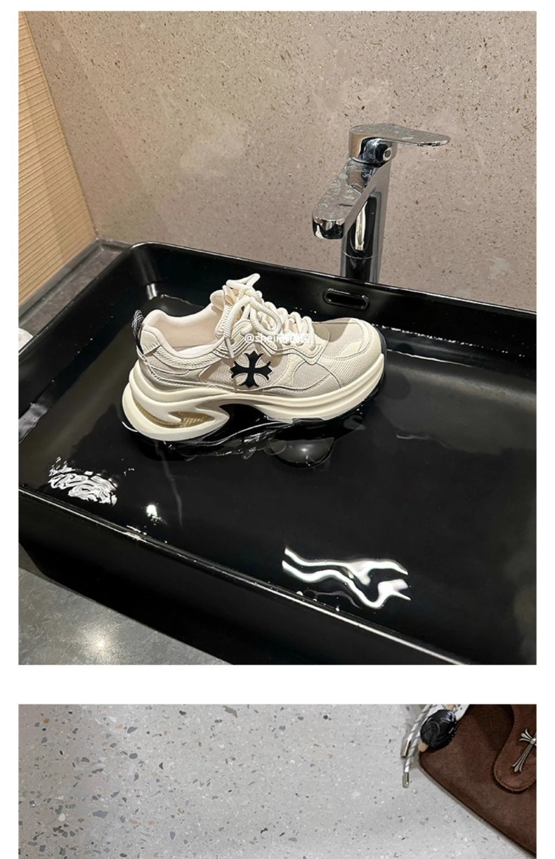 惊爆价~牛皮版增高7.5cm十字花厚底休闲透气运动鞋女老爹鞋跑步鞋详情26