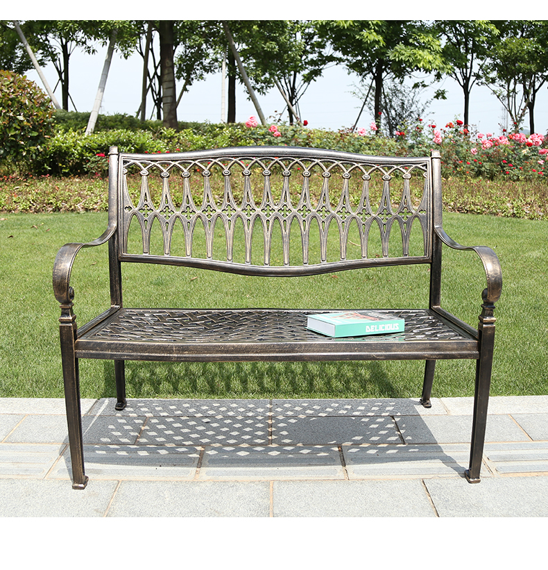 野人谷公园椅户外长椅广场休闲椅庭院园林椅子铁艺铸铝休闲座椅详情11