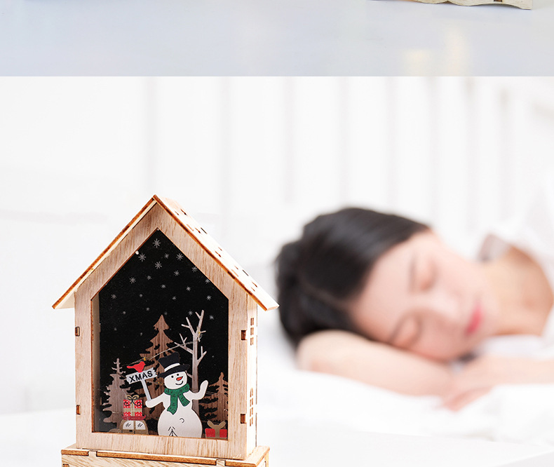 Cross-border new Christmas decorations: Glowing log cabin, Christmas house, creative Christmas gifts, tabletop ornaments pic 2