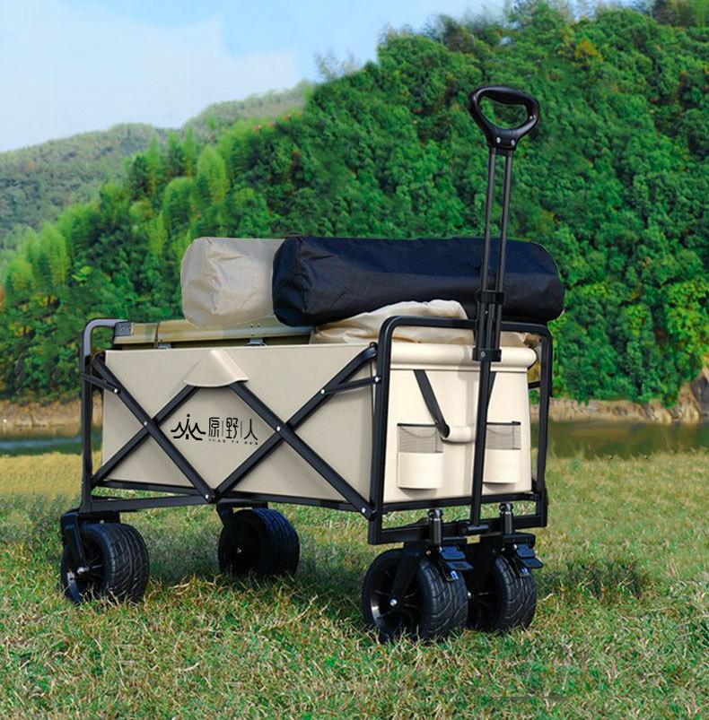 Wilderness camping cart, campsite trailer, outdoor folding super large camping hand-pulled cart, small cart, picnic cart, table board pic 13
