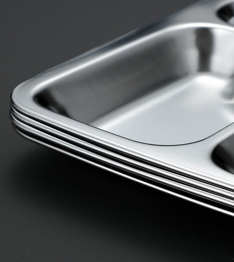 304 stainless steel fast food plates, divided into compartments, food-grade, school cafeteria plates, student meal plates, stainless steel plates pic 16