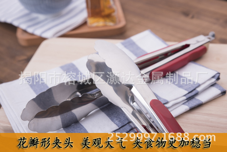 Food tongs, stainless steel barbecue tongs, buffet kitchen heat-resistant bread tongs, hotel steak tongs, grilled meat food tongs pic 14