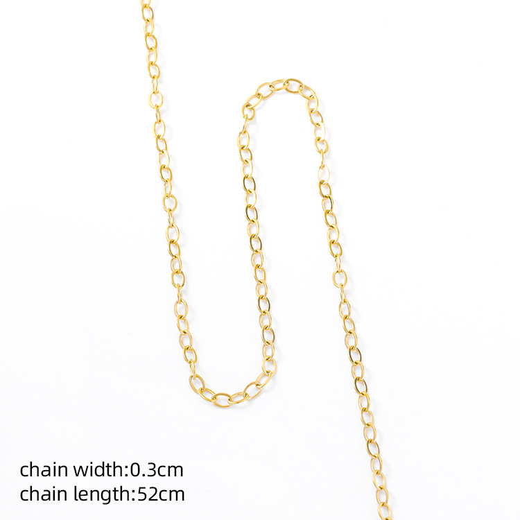 14k gold-plated genuine European and American style thick chain long flat square hole chain bracelet titanium steel necklace color retention pic 5