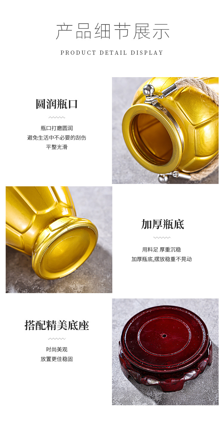 The manufacturer sells modern and simple imitation ceramic glass wide-mouthed fresh dried flower vases and creative living room ornaments pic 6