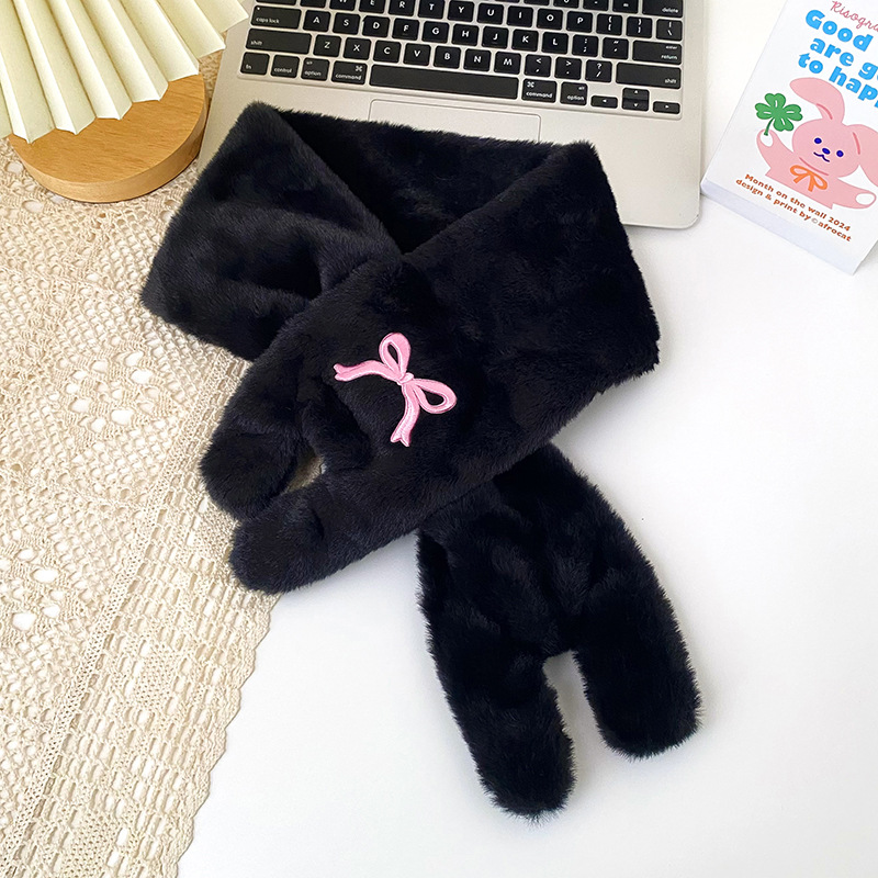 五指蝴蝶结手套女冬天加绒加厚保暖可爱分指冬季学生骑车开车围巾详情12