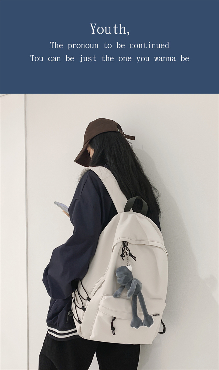 A large-capacity, ins, trendy and cool, canvas, simple grey backpack for boys in junior high school, senior high school and college pic 1