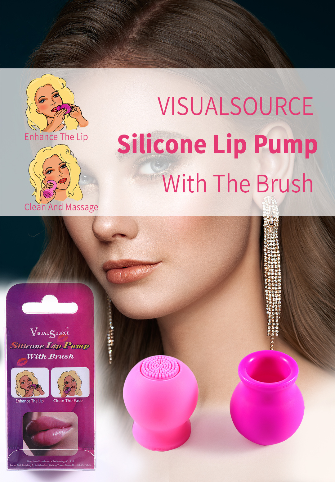 silicone lip pump with the brush Silicone lip beautification device Silicone pump Brush Lip pump is exclusively for foreign trade pic 2