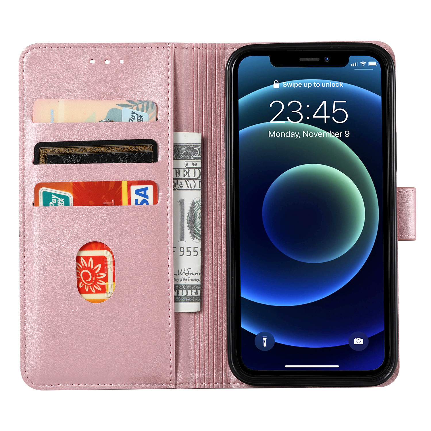 Suitable for iPhone15 wallet case, 8Plus phone case, calfskin genuine leather protective case, and SIM card for iPhone7 pic 12