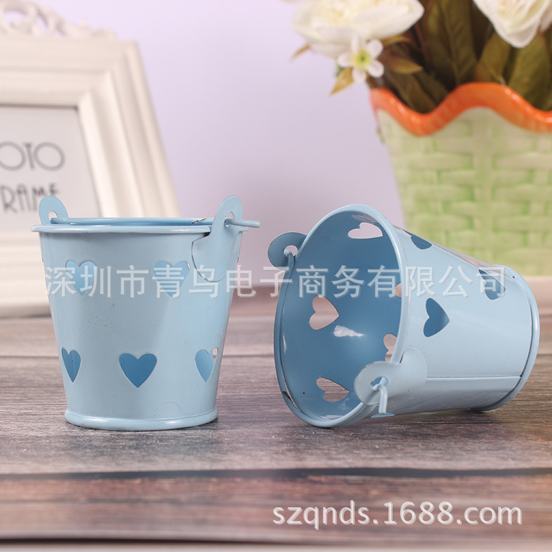 儿童糖果色镂空心形小铁桶创意桌面收纳铁皮桶马口铁迷你喜糖盒子详情28