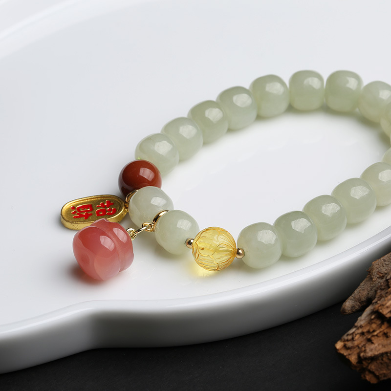 Wholesale of natural Hetian jade bracelets, Yanyuan agate persimmon vintage niche jewelry and jade bracelets pic 10