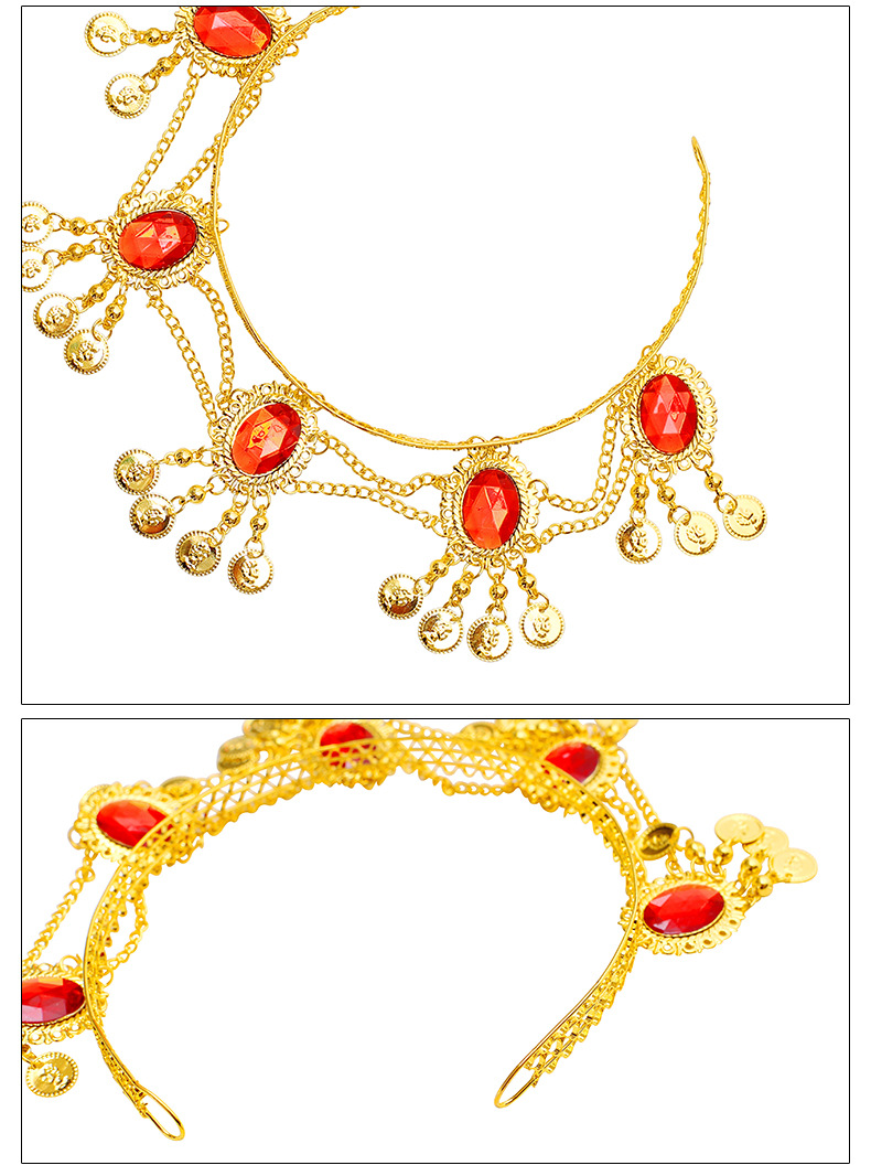 肚皮舞蹈宝石头链发卡发夹印度舞蹈表演出配饰品头箍首饰头饰发箍详情39