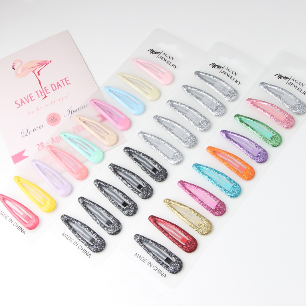 韩式网红一字夹袋装发夹女可爱头饰简约黑色发卡波浪夹子儿童发饰详情20