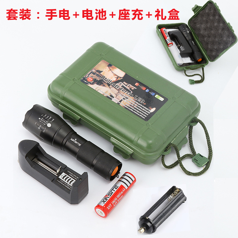 Factory direct sales of high-intensity flashlight, aluminum alloy T6, USB charging, outdoor A100LED flashlight, cross-border bestseller pic 14