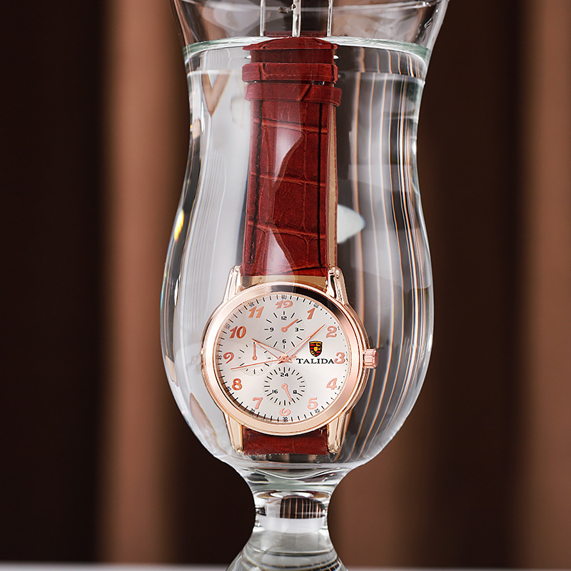 抖音快手主播网红新款商务防水奢华男士手表真皮石英腕表礼品批发详情1