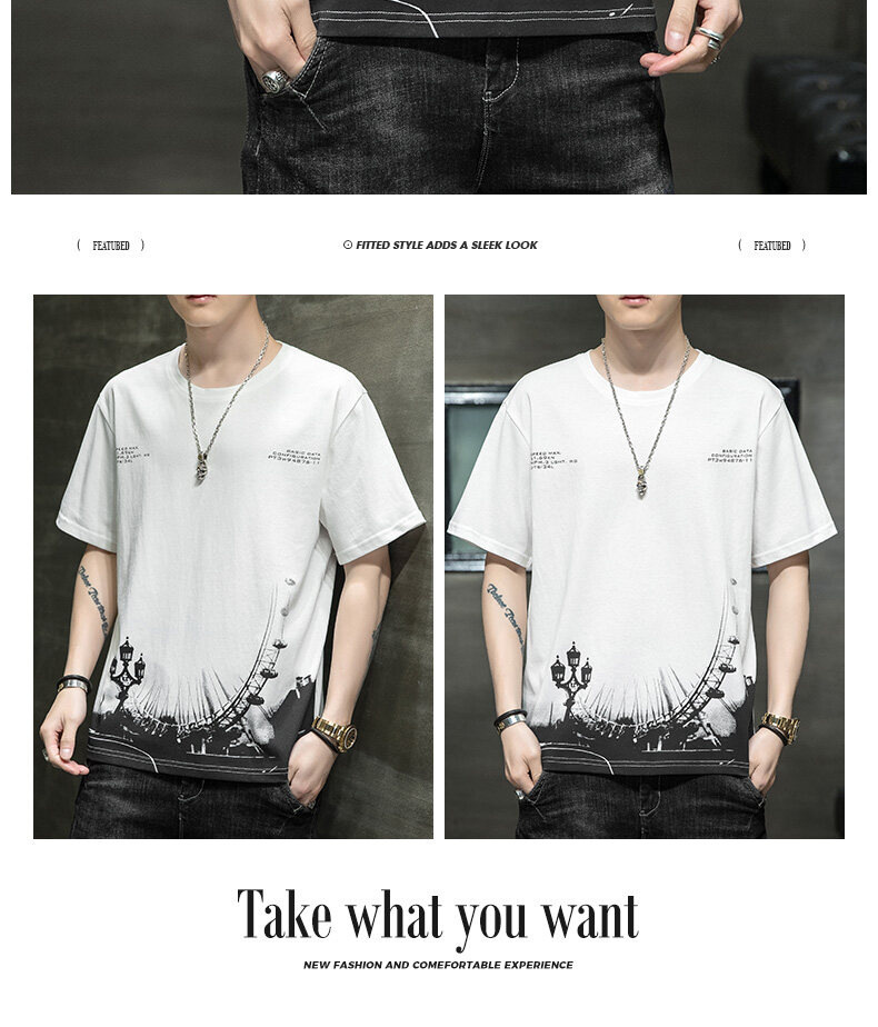 短袖t恤男士夏季新款潮牌ins休闲半袖体恤衫火山岩印花男装上衣服详情28