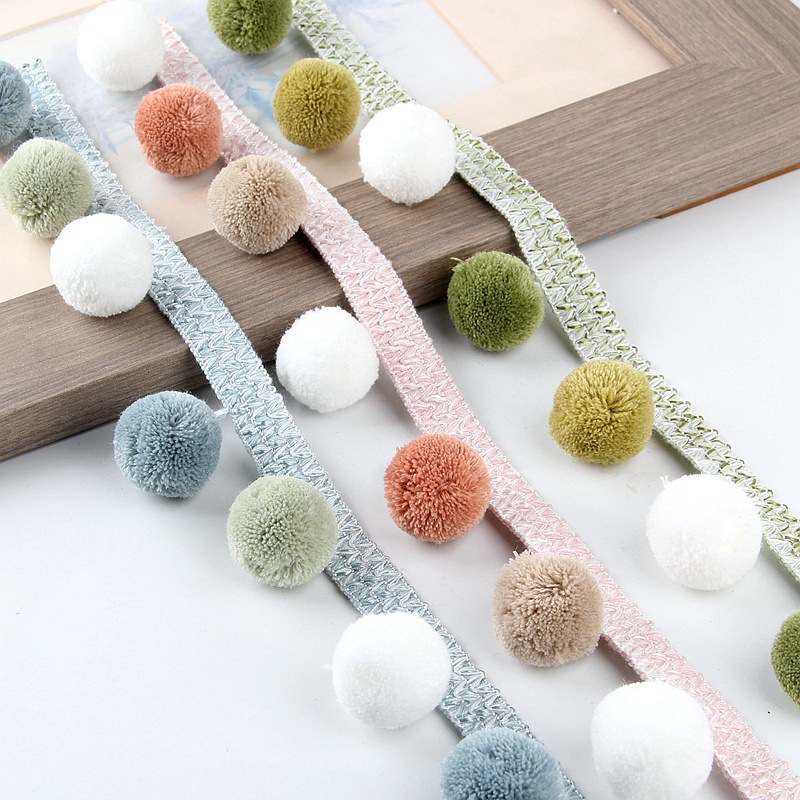 Curtain lace, three-color bayberry balls, side edge, European lace edge, sofa accessories, decorative parts, spliced black pic 25