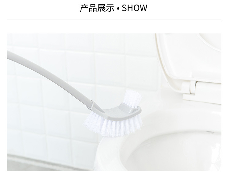 Household bathroom cleaning brush, long-handled toilet cleaning brush, double-sided wall-mounted curved toilet brush pic 4