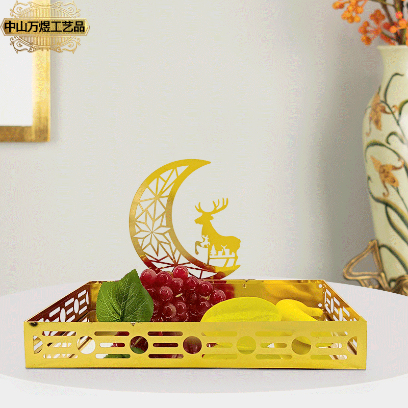 跨境家用零食糖果托盘穆斯林节日用品餐盘铁艺长方盘果盘家居装饰详情14