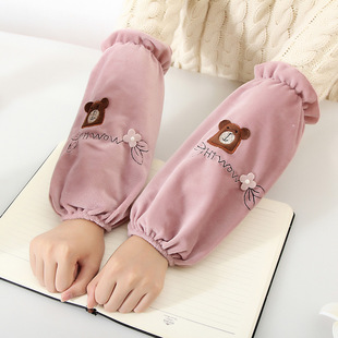 Cute warm hand sleeves for women, long work anti-dirt sleeves, student sleeves, winter two-in-one plush gloves sleeves pic 9