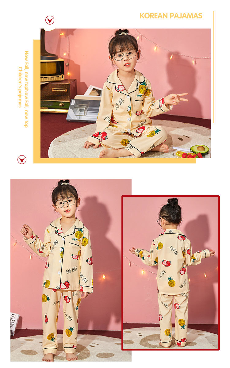 儿童睡衣女孩春夏长袖翻领牛奶丝套装开衫宝宝卡通外贸男童家居服详情30