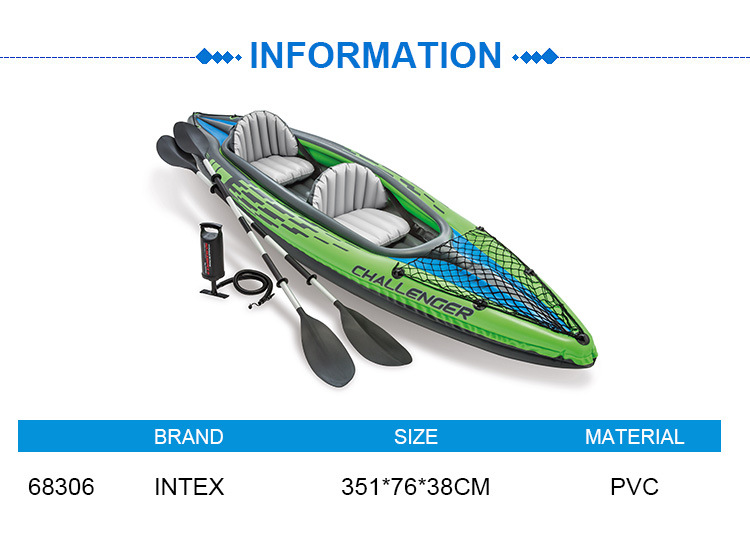 intex 68306 Double Inflatable Boat Challenger Two-person Boat Group Rubber Kayak Assault Rescue Drift Boat pic 2